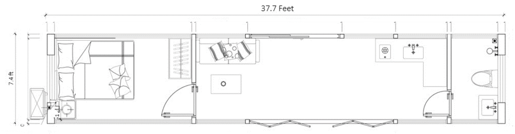 NanoNest Origin floor plan technical drawing